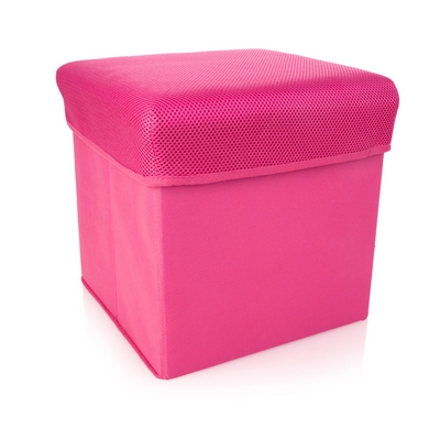Textilní taburet s úložným prostorem 30 x 30 cm růžový